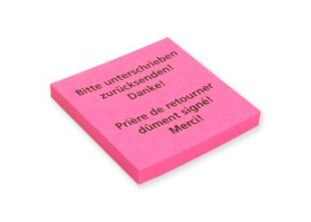 Hafti "bitte unterschrieben zurücksenden" 2-sprachig 