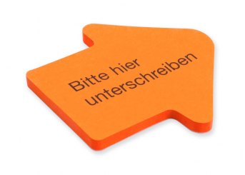 Hafti Pfeil orange "Bitte hier unterschreiben" 