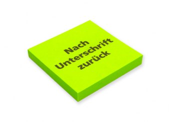 Hafti grün "Nach Unterschrift zurück" 