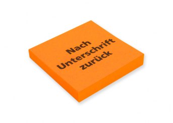 Hafti orange "Nach Unterschrift zurück" 
