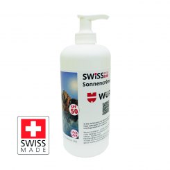 SWiSSsun 500ml Sonnencreme mit ihrem Aufdruck 