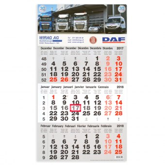3-Monatskalender Kopfteil bedruckt mit Ihrem Logo/Bild 