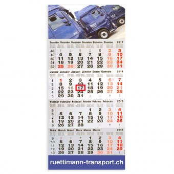 4-Monatskalender Kopf und Fussteil bedruckt 