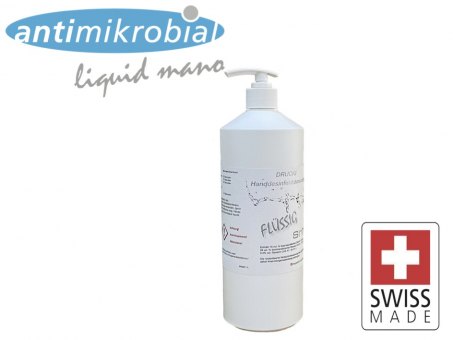 0.5 Liter Händedesinfektionsmittel Antimikrobial "mani" mit Pumpaufsatz BAG zertifiziert 