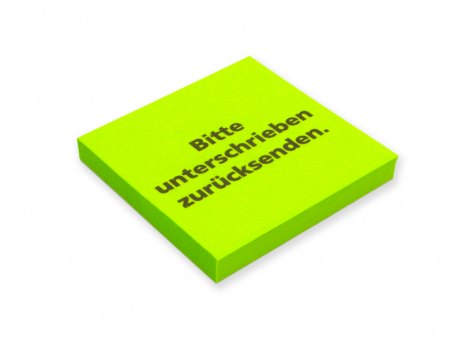 Hafti grün "bitte unterschrieben zurücksenden" 