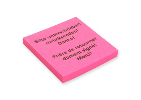 Hafti "bitte unterschrieben zurücksenden" 2-sprachig 
