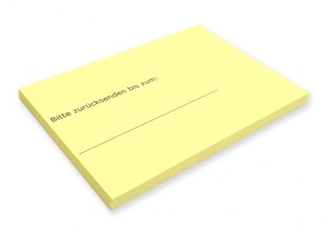 Hafti "Bitte zurücksenden bis zum" 