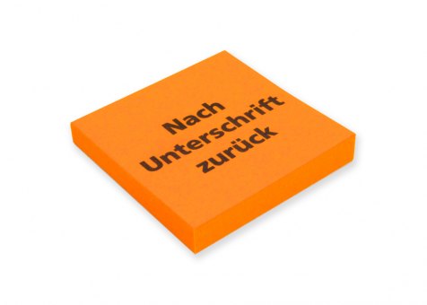 Hafti orange "Nach Unterschrift zurück" 